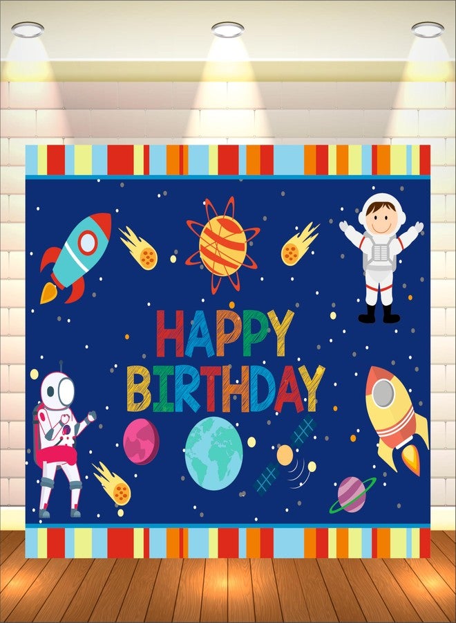 Party Baazaar Space Birthday Backdrop 5x4 Ft | Backdrops for Decoration | Birthday Decoration Backdrop | Banner for Kids Theme Party - Image 1